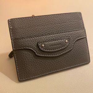 Balenciaga Card Holder - Grey Leather
